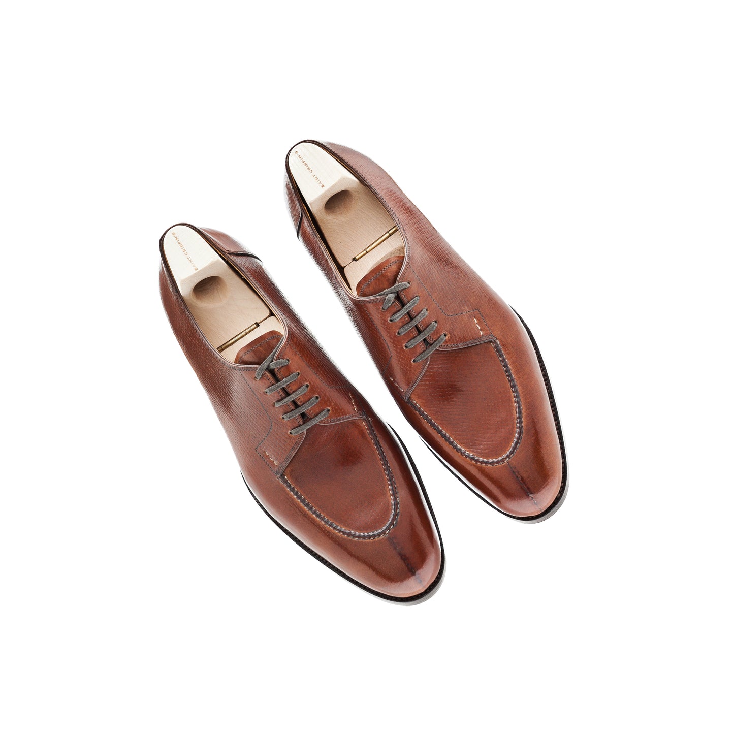 Five eyelet split toe Derby in mid brown Russian calf