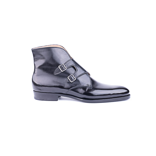 Double buckle high cut boot monk