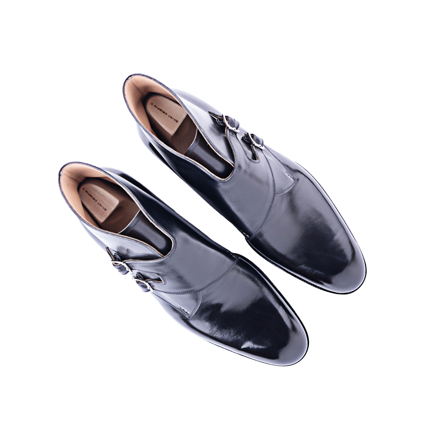 Double buckle high cut boot monk