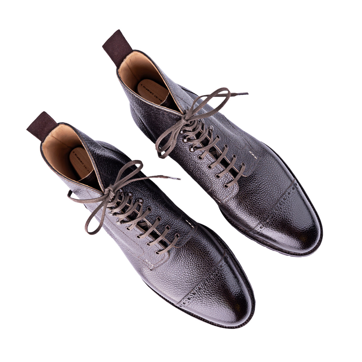 Derby ankle boots with brogued toe cap