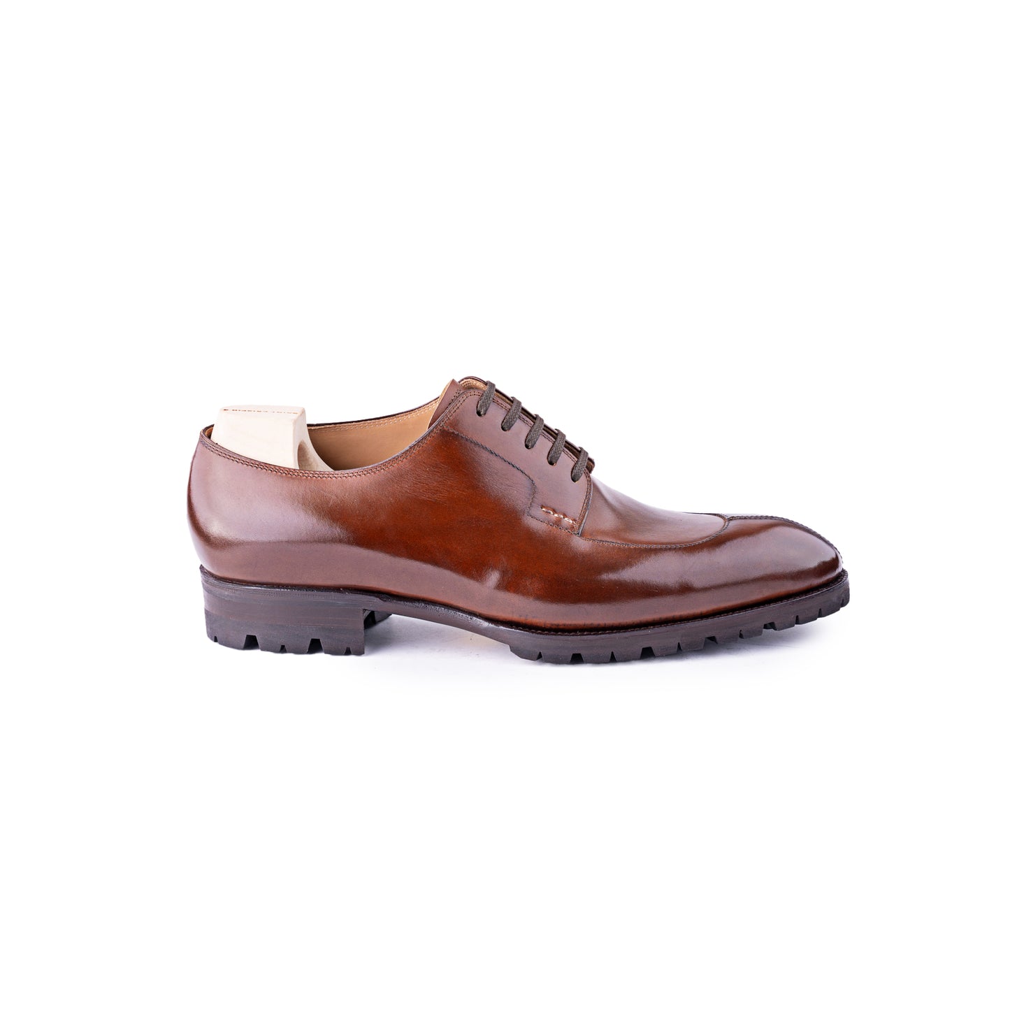 Split toe Derby in mid brown - business combat sole