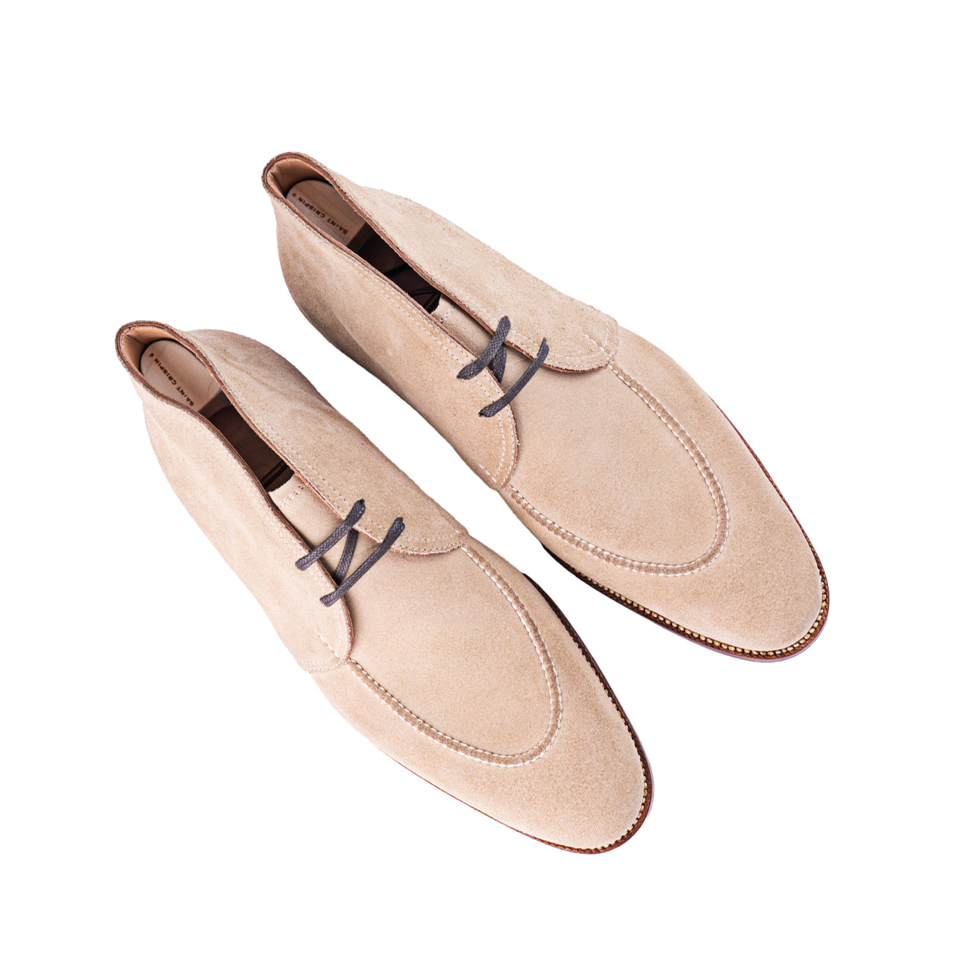 Chukka boots with handstitched Norwegian apron