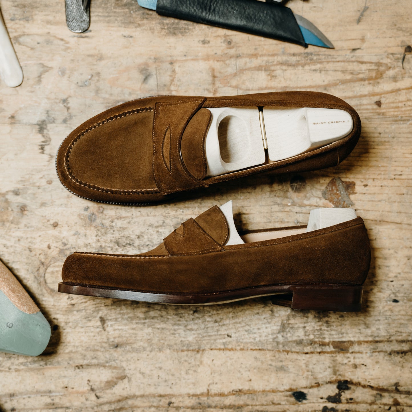 American Penny Loafer with hand stitched apron on Dock last