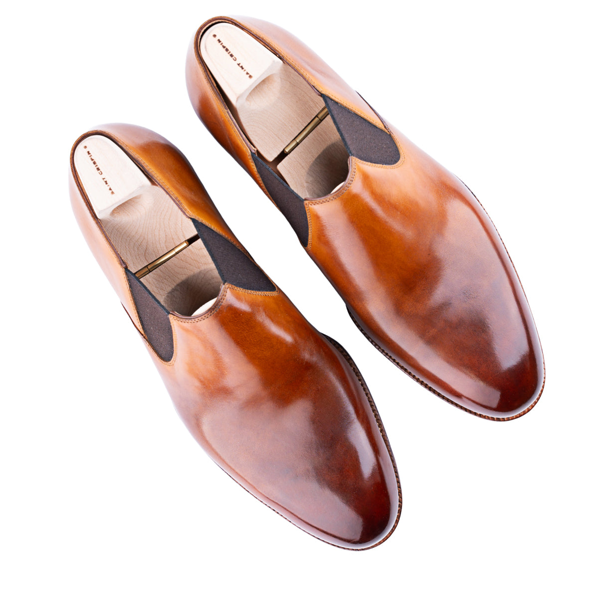 Elastic sided plain loafer