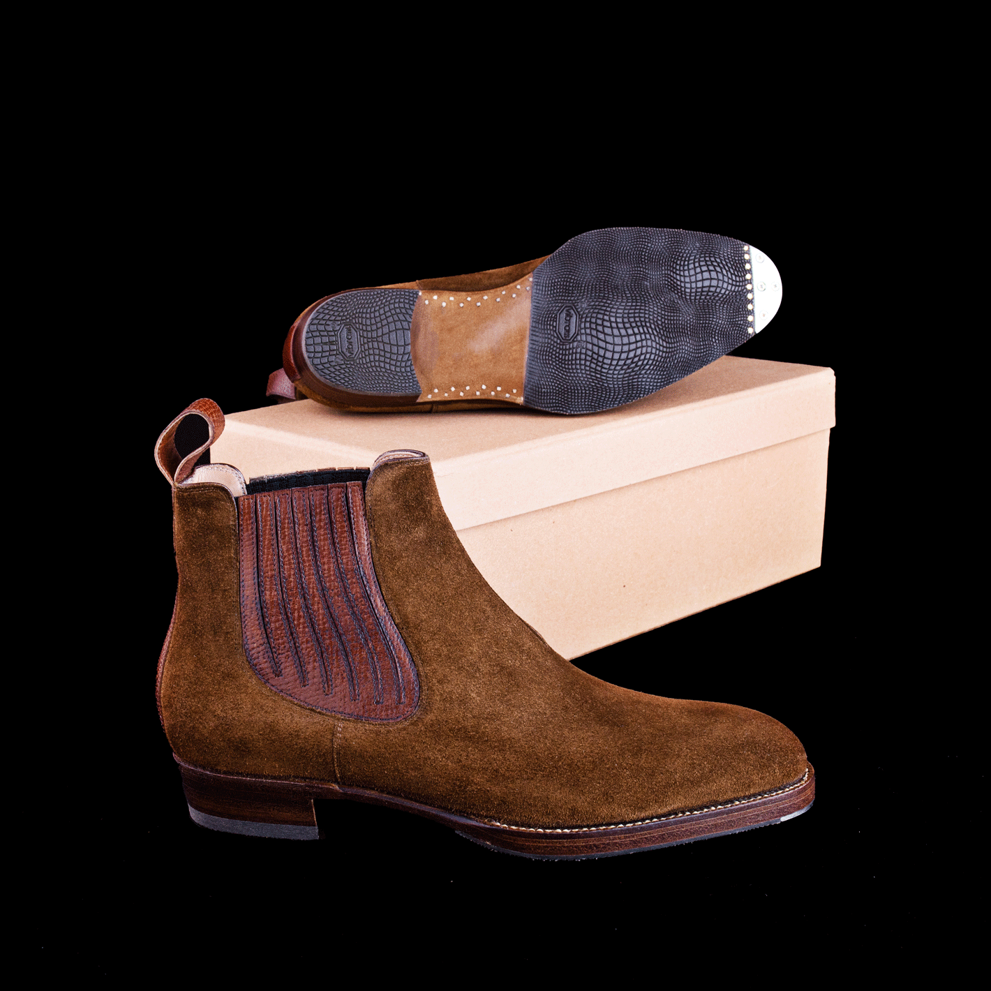 Chelsea boots, elastic sided, with SC signature facing (V)