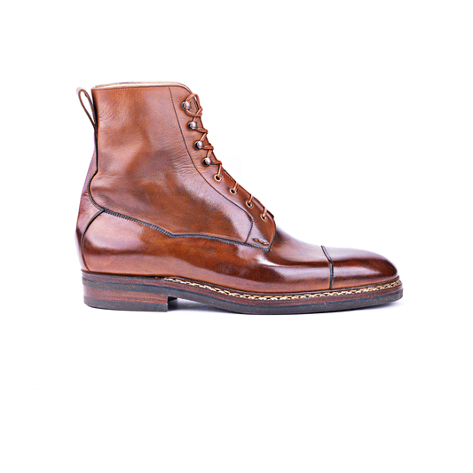 High cut derby boots in light brown Crust calf leather