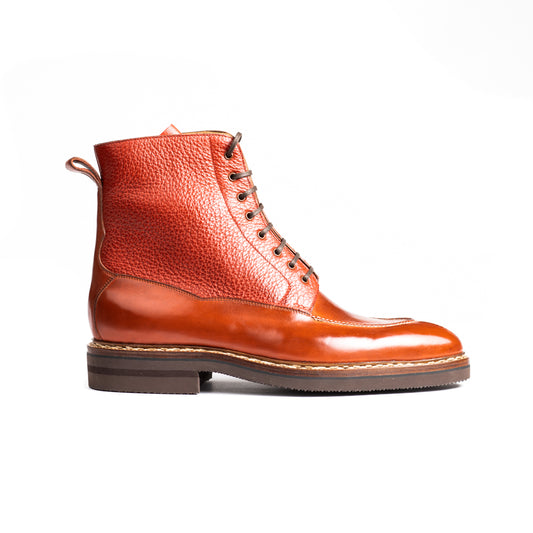 High cut derby boot, Norwegian sewn apron with middle tulip cut