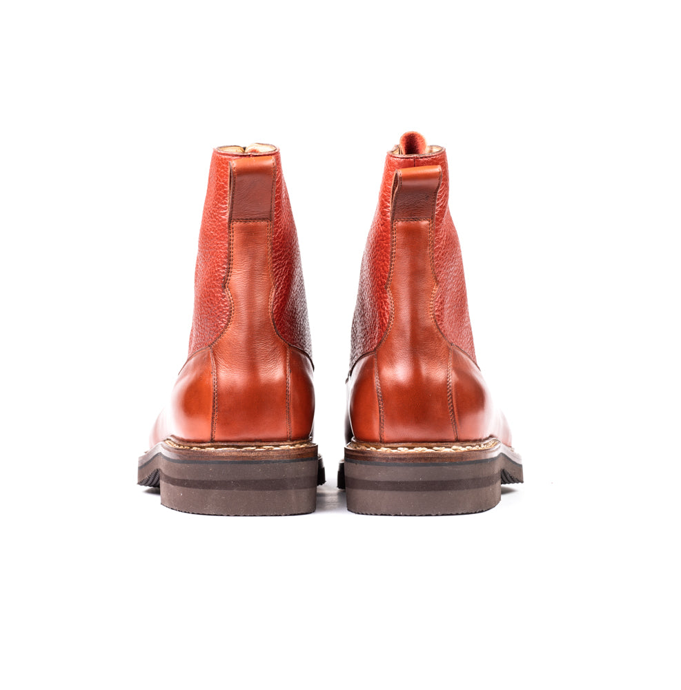 High cut derby boot, Norwegian sewn apron with middle tulip cut