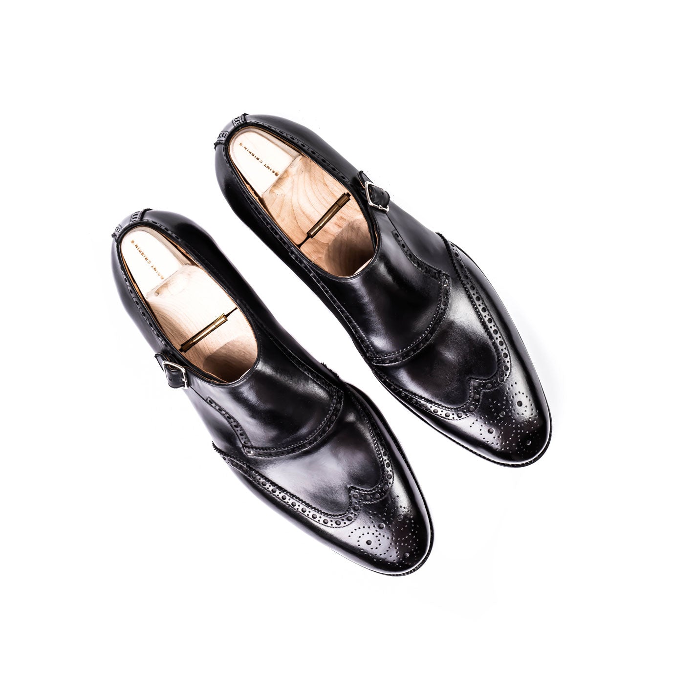 Long wing full brogue single Buckle Monk