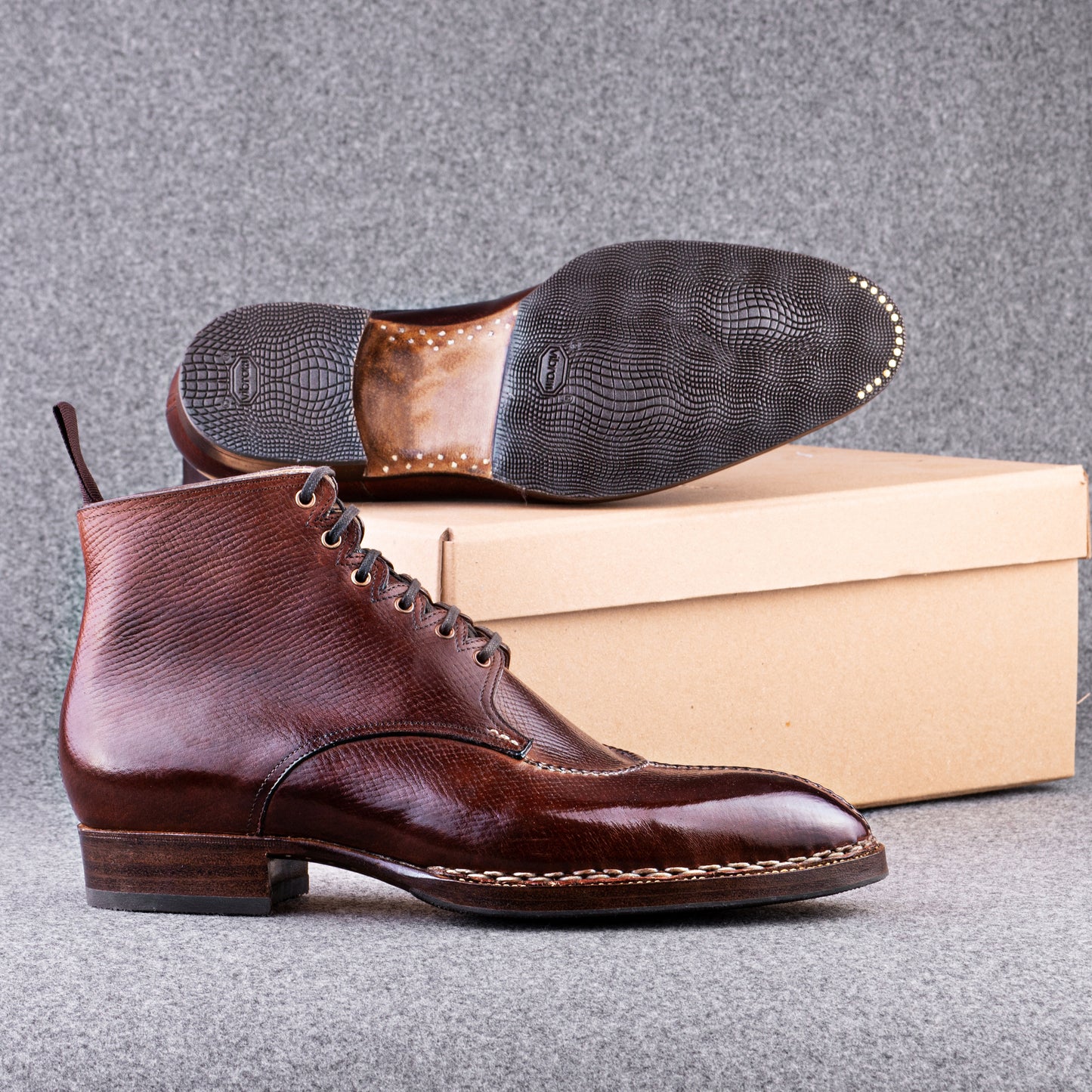 French Norwegian Derby Boots with hand-stitched apron