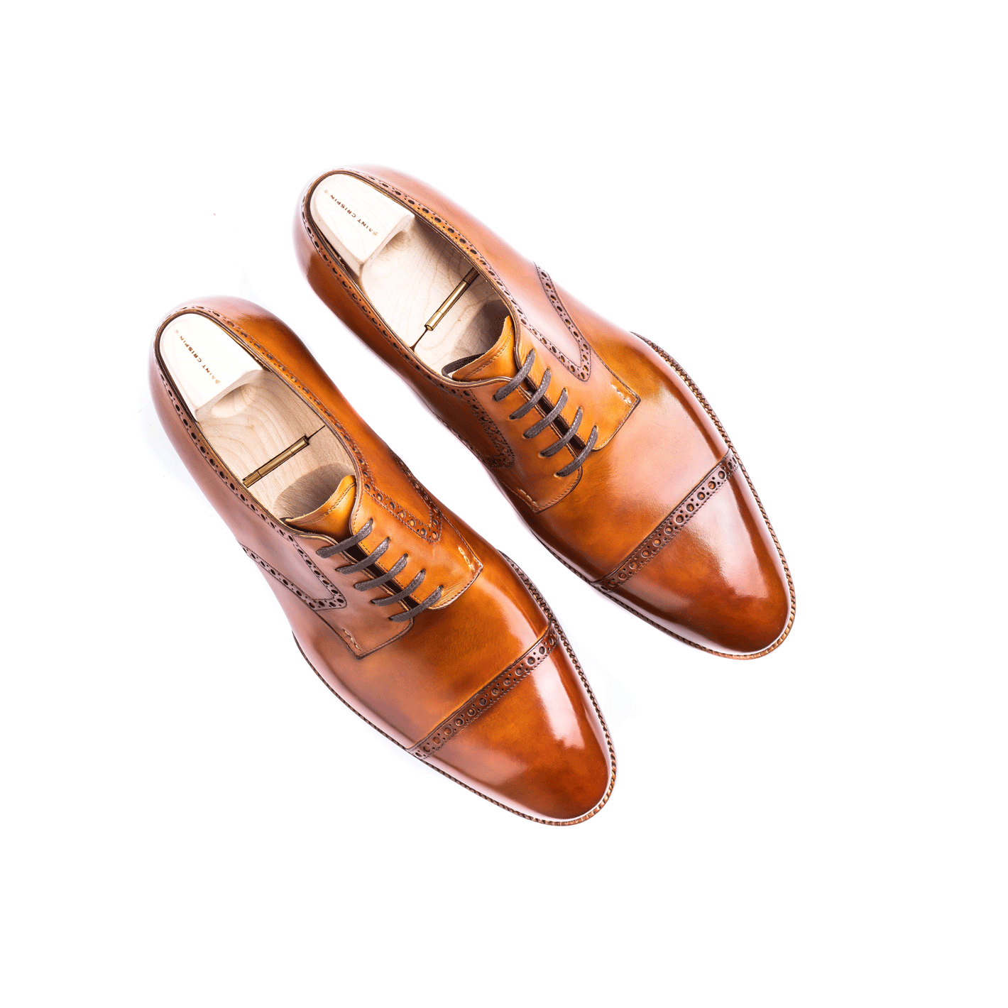 Long wing Derby, brogued straight toe cap and top line