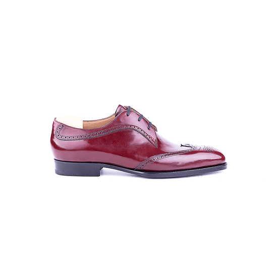 Three eyelet swan neck Derby in burgundy calf leather