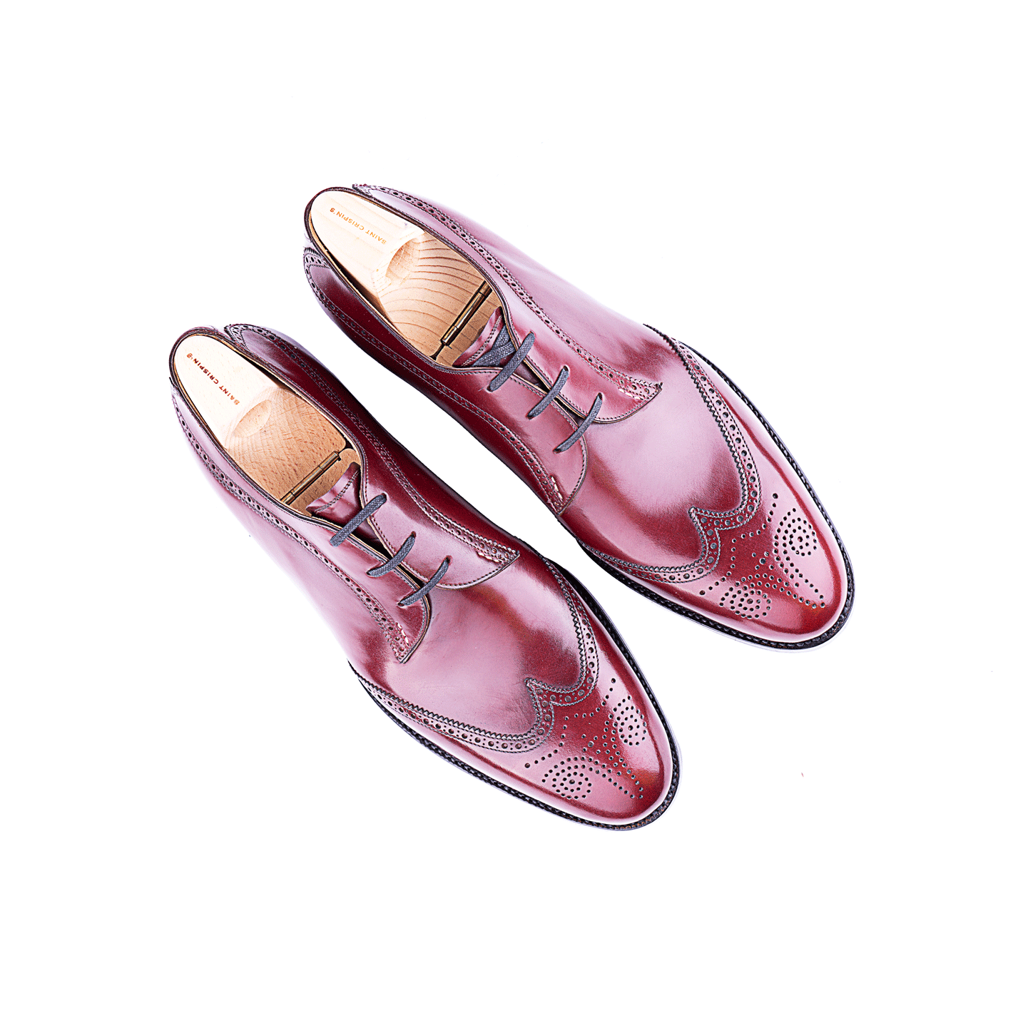 Three eyelet swan neck Derby in burgundy calf leather
