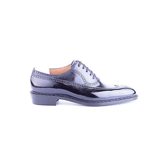Brogued Oxford with higher Cuban heel