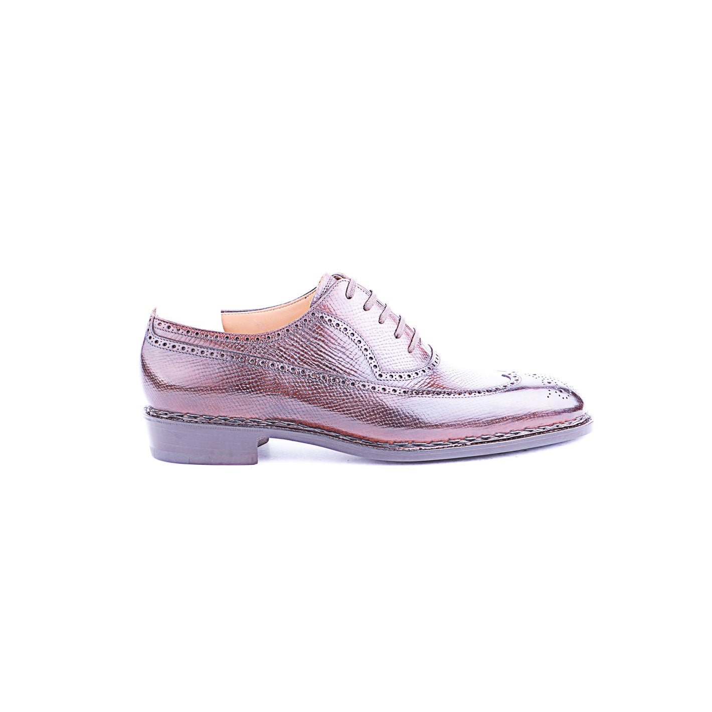 Brogued Oxford with medallion and Higher Cuban Heel