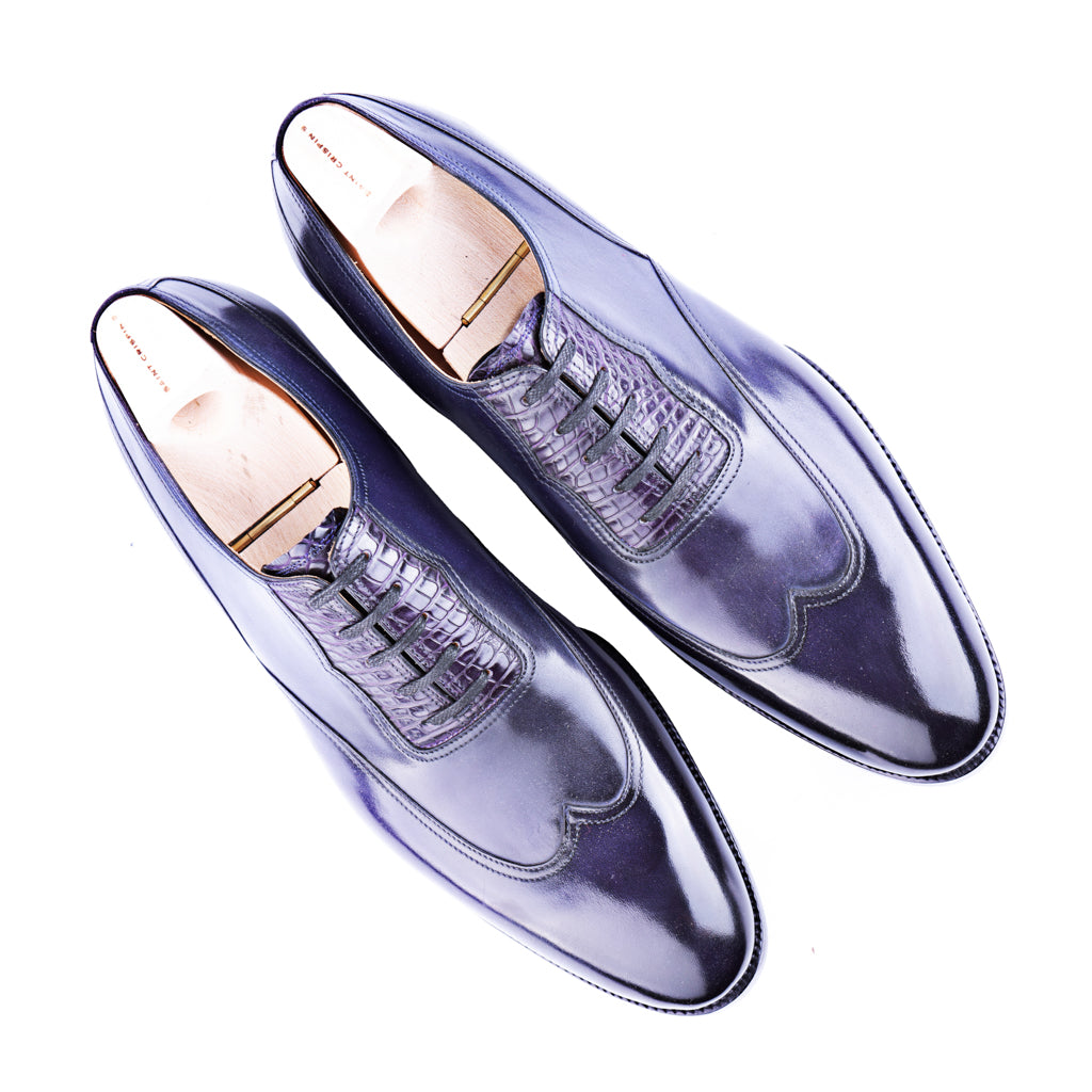 Long wing Oxford with alligator adelaide in purple croc calf combo