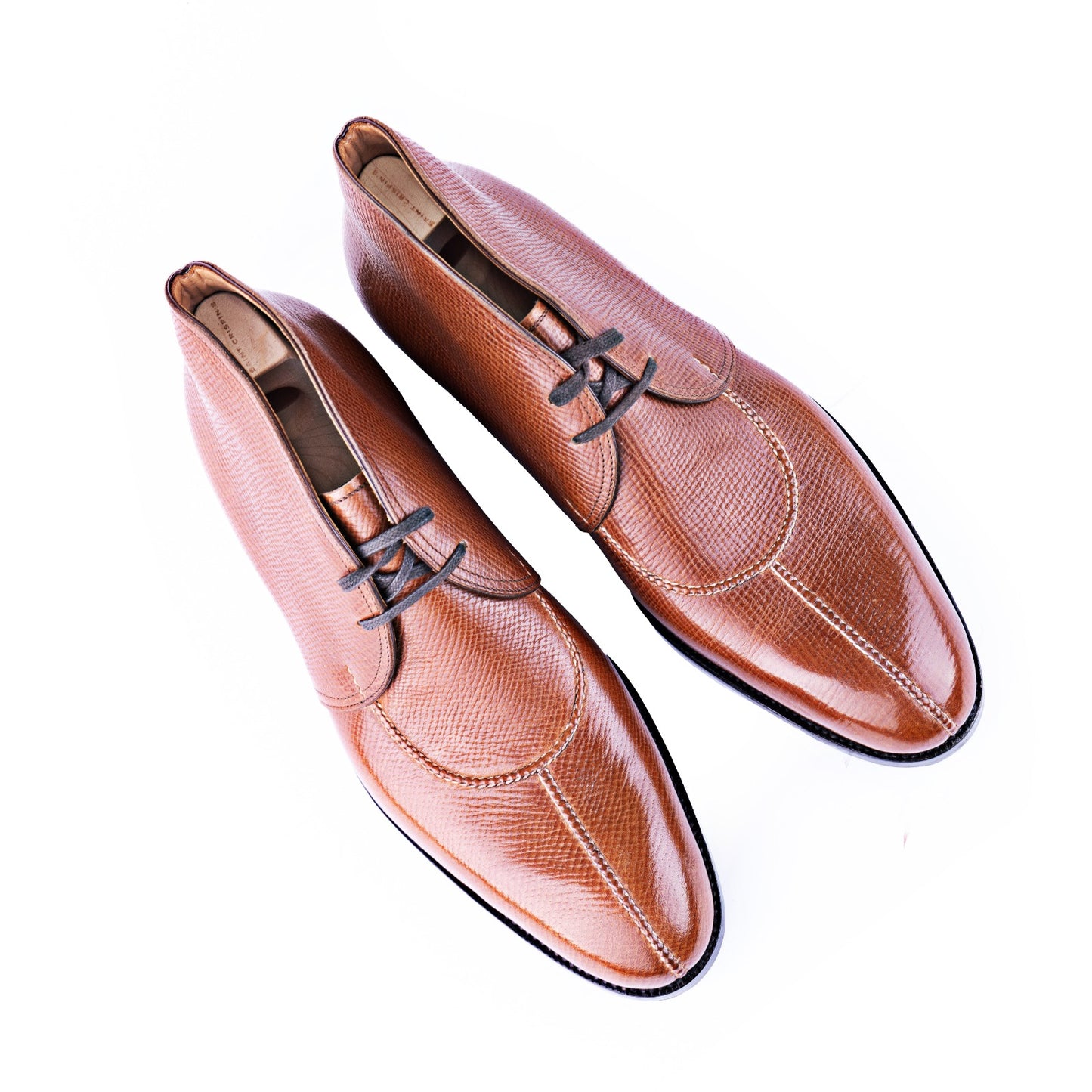 Chukka boots with handstitched Norwegian apron