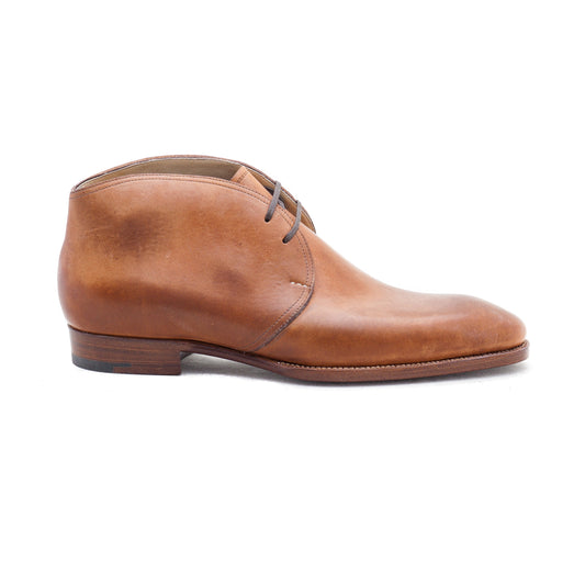 Chukka Boots, curved topline, mid brown, bovine leather