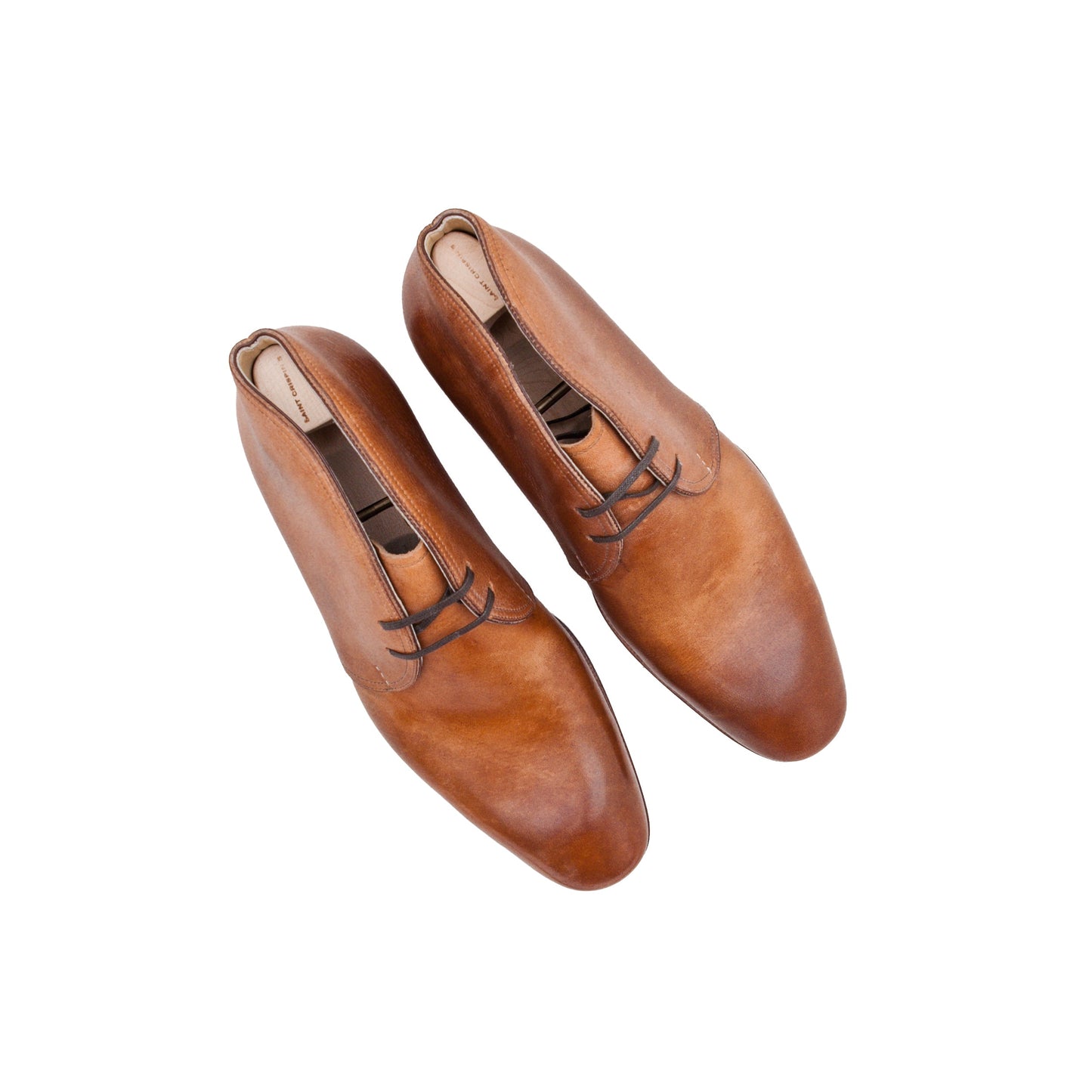 Chukka Boots, curved topline, mid brown, bovine leather