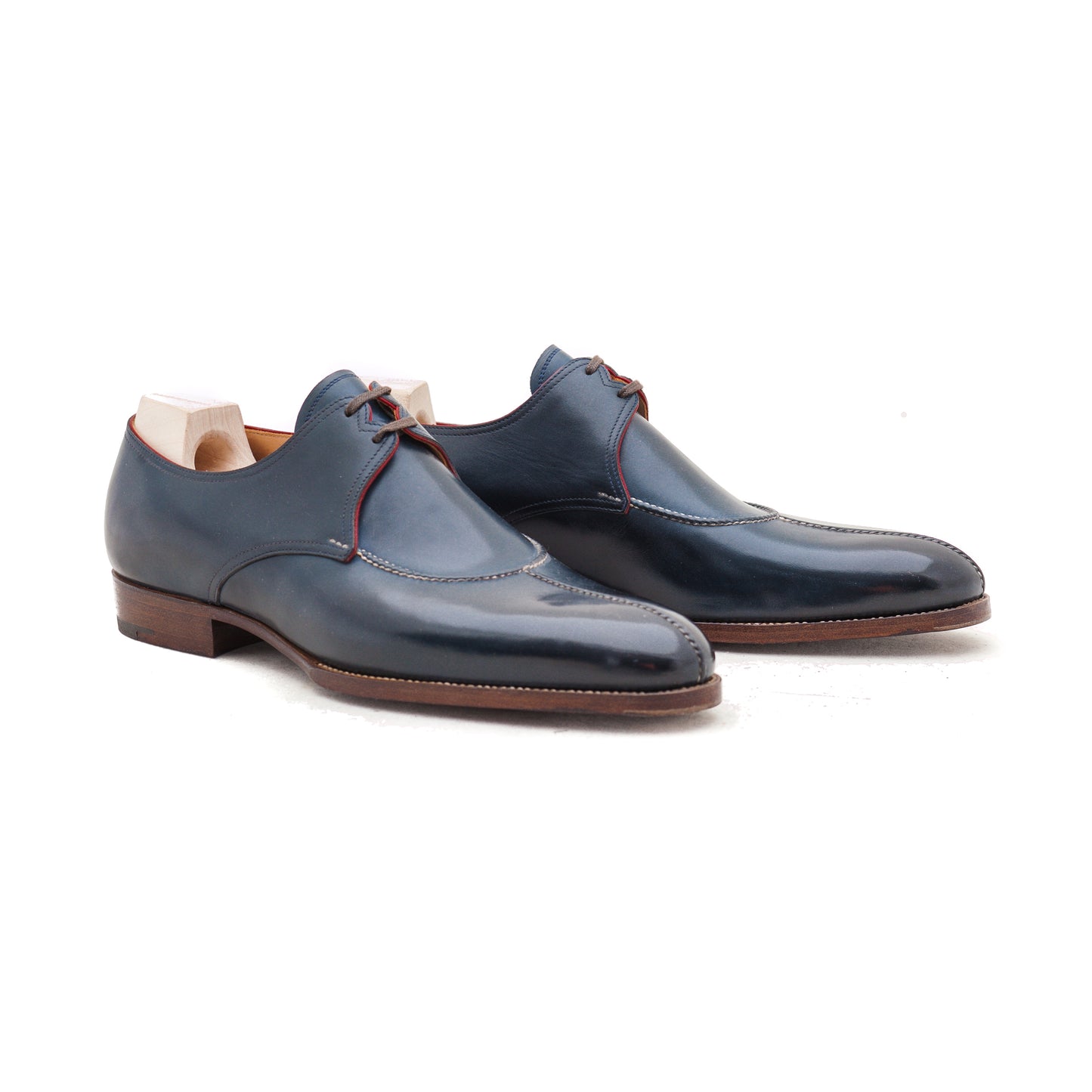 Two eyelets French Norwegian Derby in greyish blue