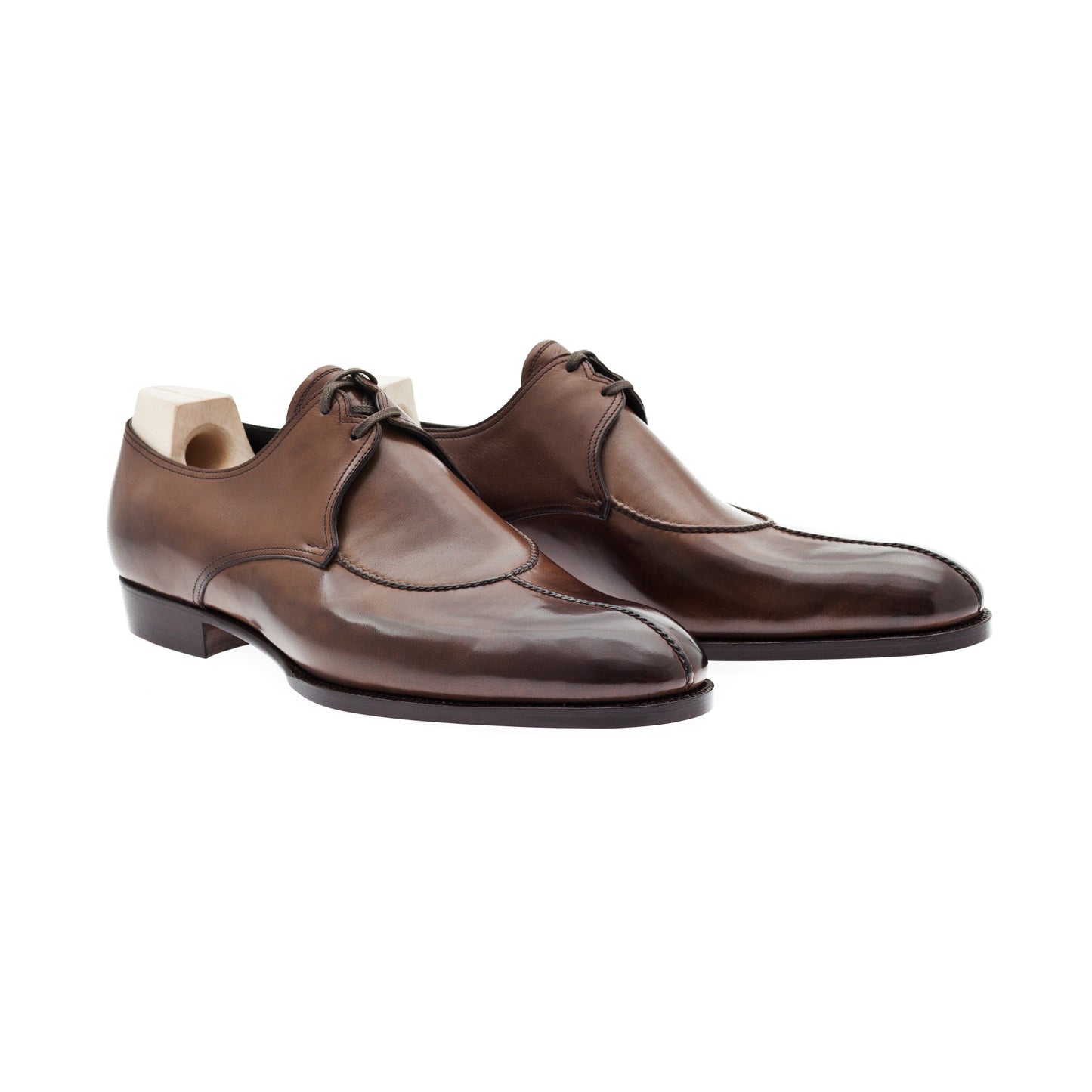 Two eyelet French Norwegian Derby in Milkchocolate calf leather