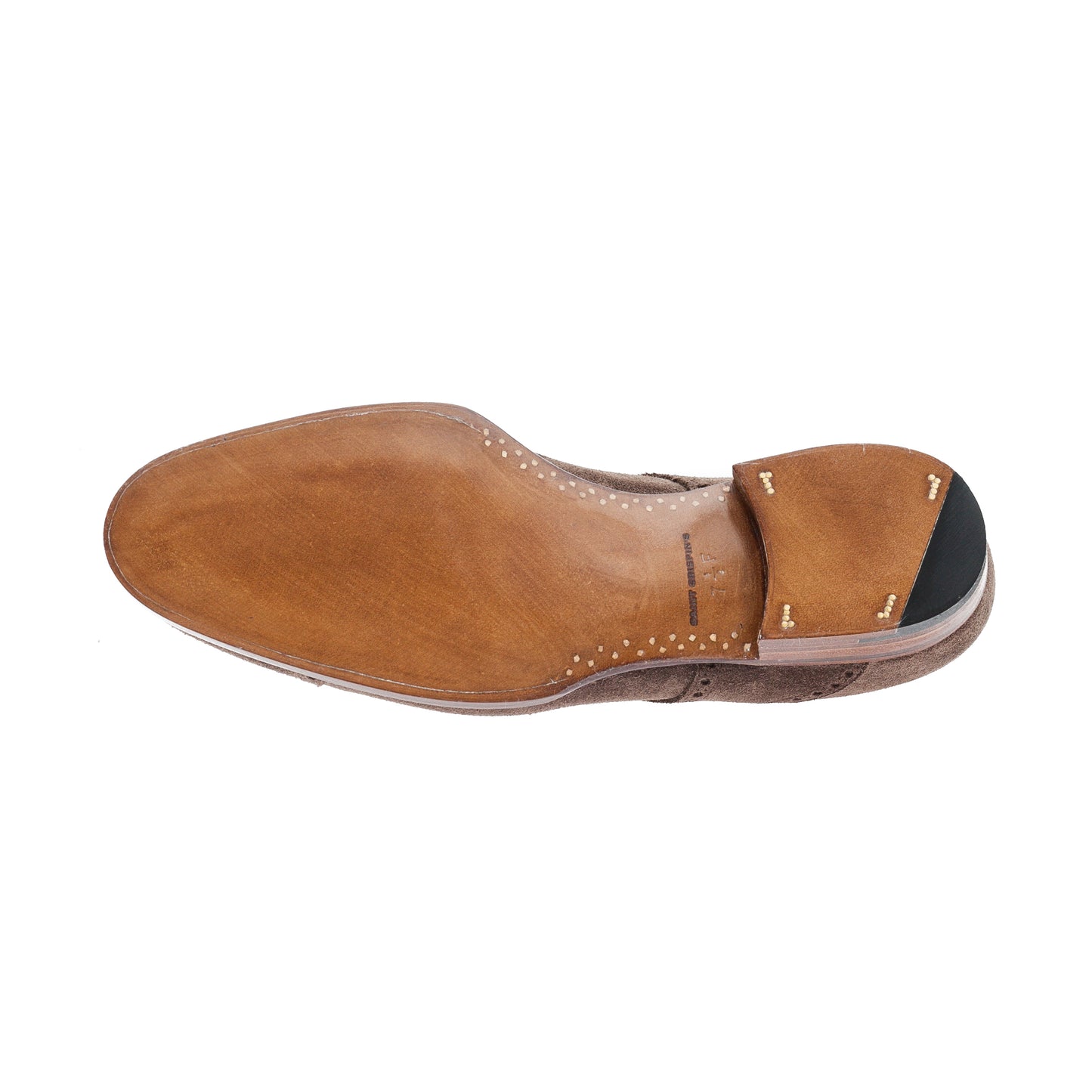 Half brogue Saddle Derby in Milkchocolate suede leather