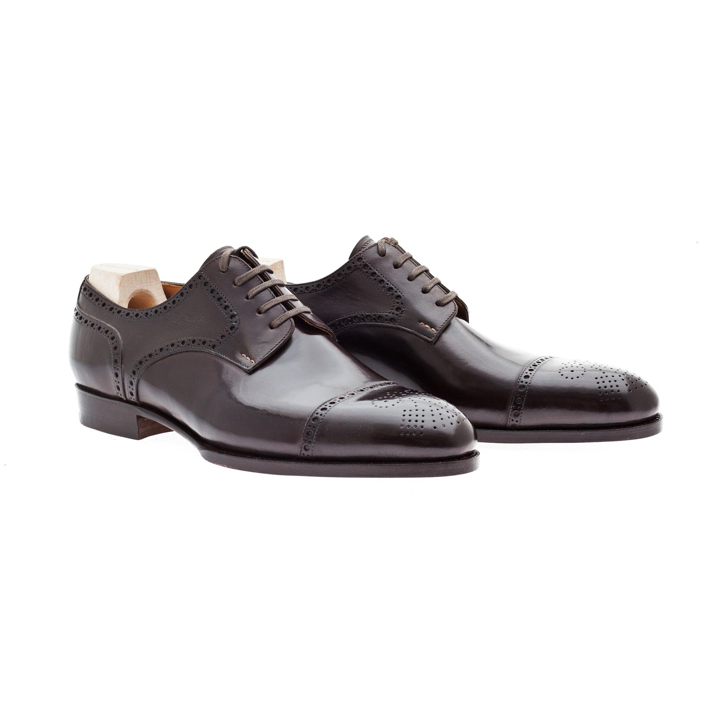 Half brogue Derby - Dark brown Crust calf leather