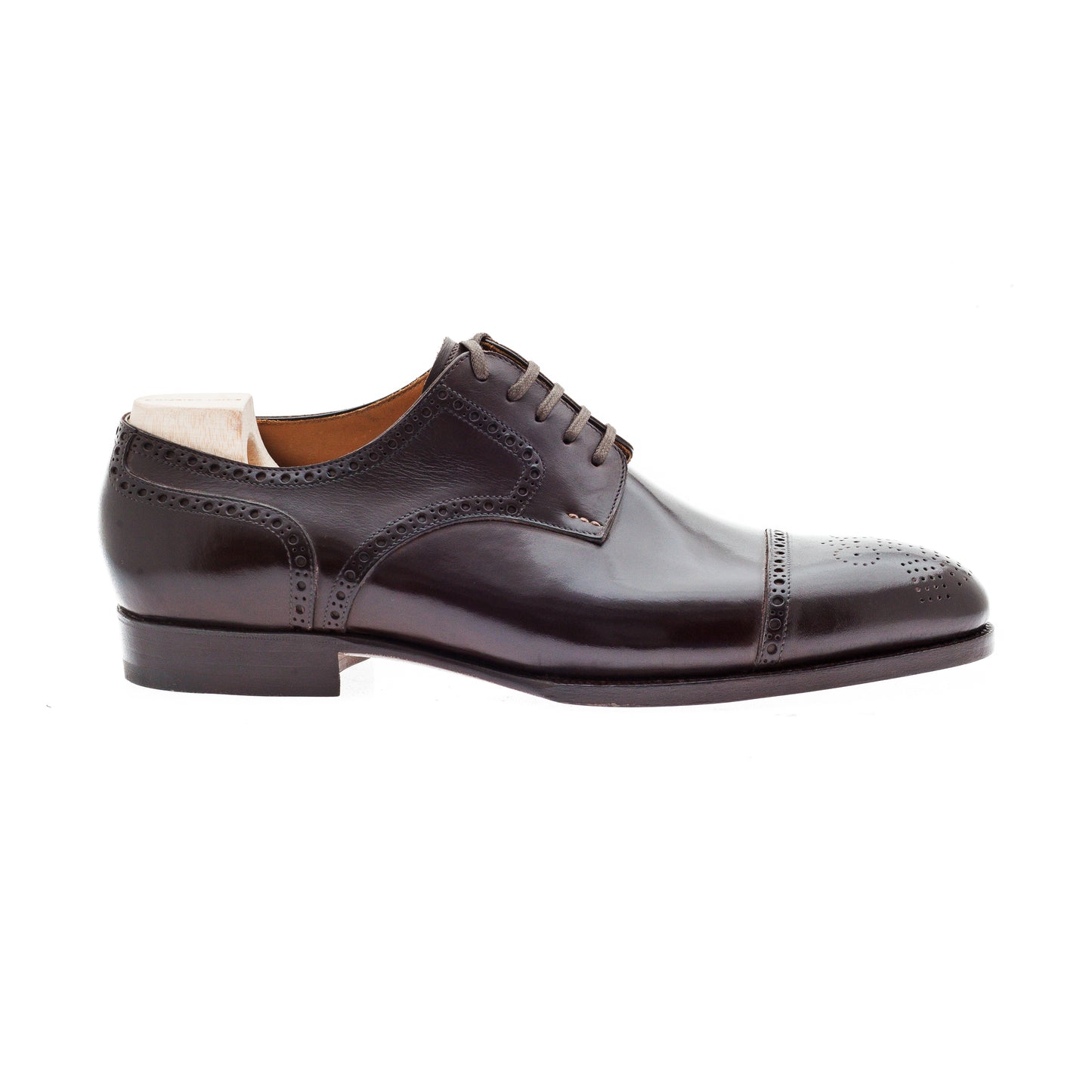 Half brogue Derby - Dark brown Crust calf leather