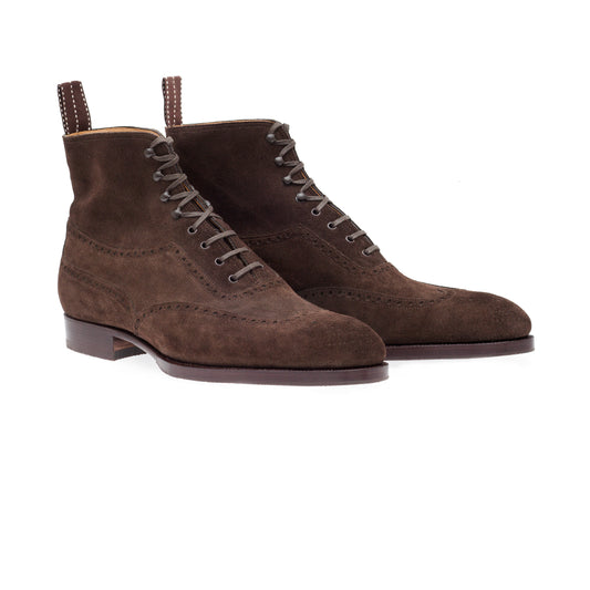 Elegant Oxford Boots in dark brown suede leather