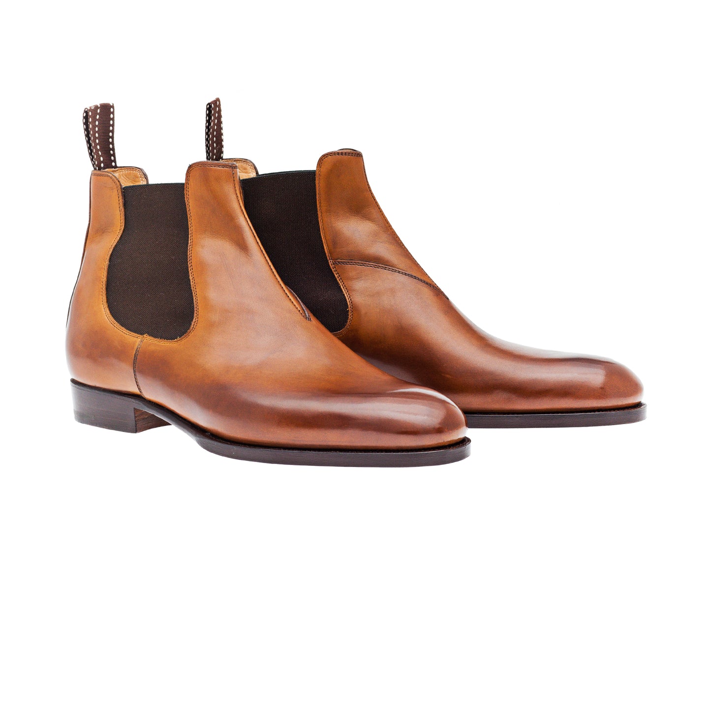 Chelsea boots, elastic sided, in light brown Crust calf leather