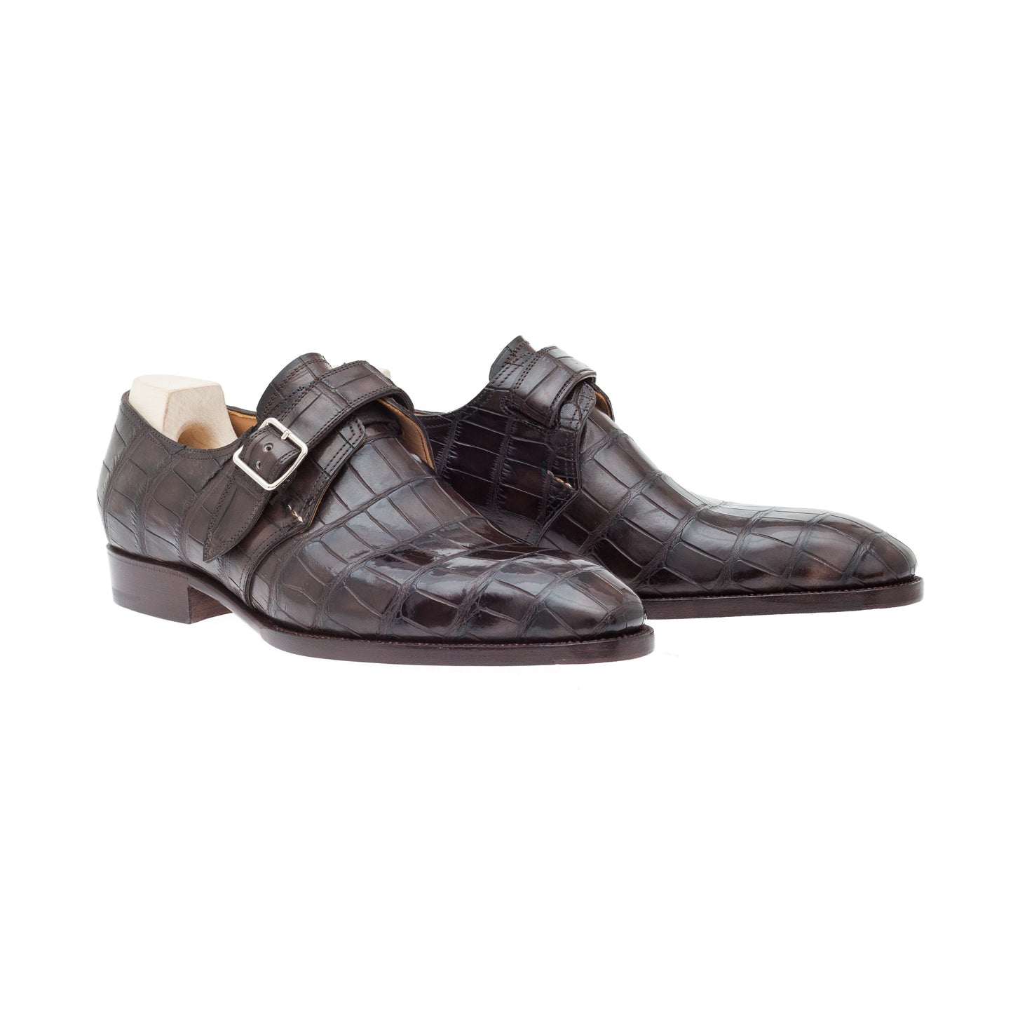 Single buckle Monk with plain tip - Crocodile!