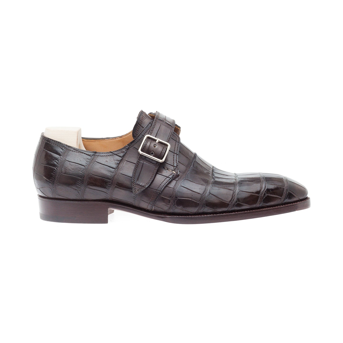 Single buckle Monk with plain tip - Crocodile!