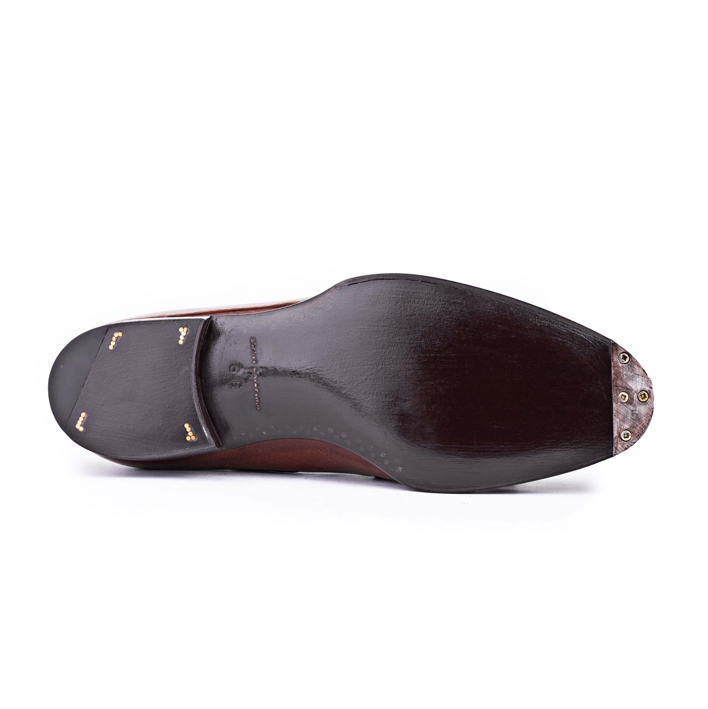 Tassel Loafer with hand-stitched apron in mid brown Russian calf