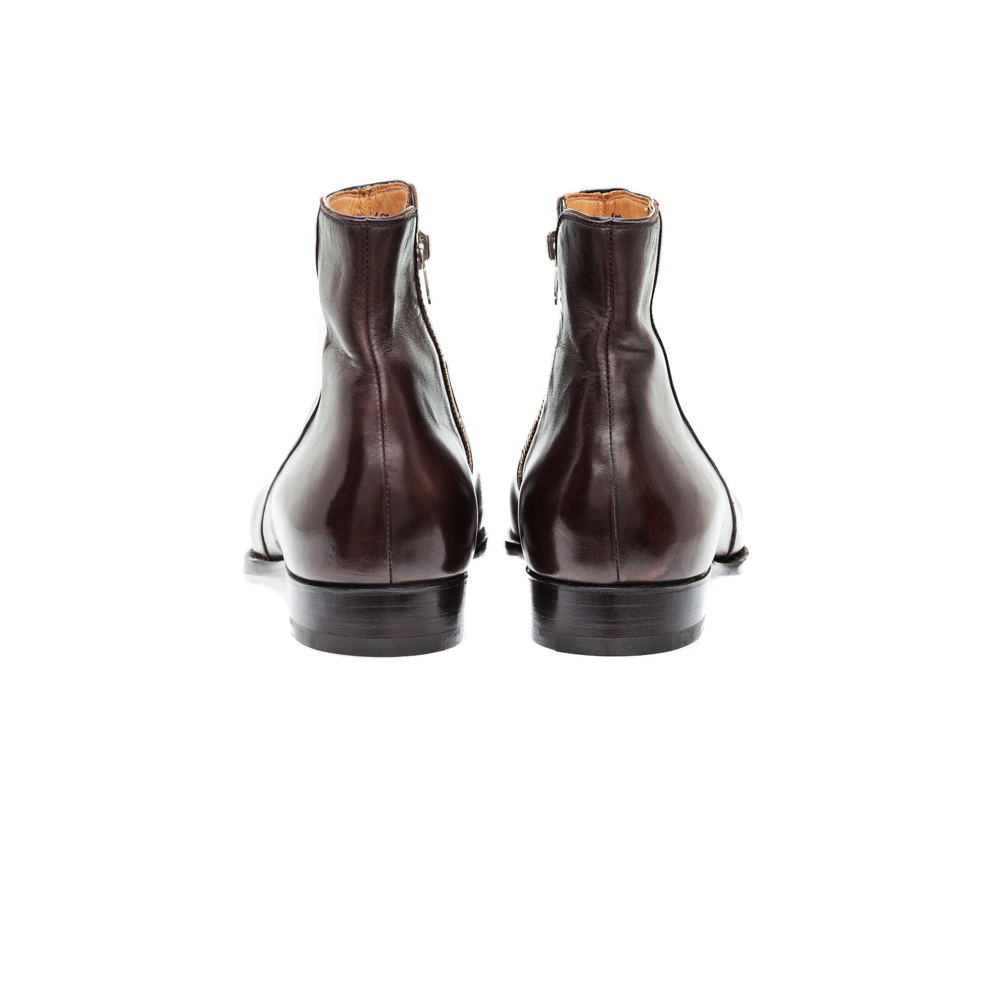 Plain boot with zipper in dark brown Espresso calf leather