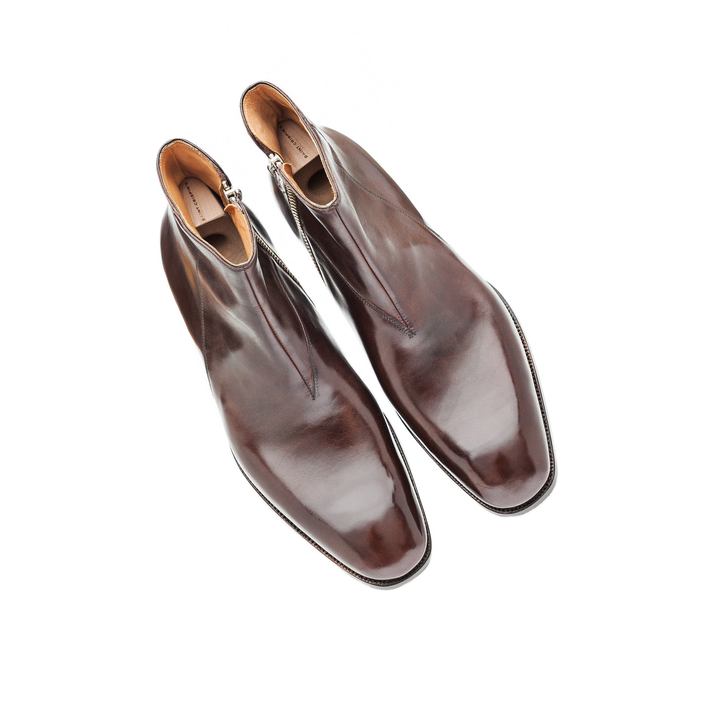 Plain boot with zipper in dark brown Espresso calf leather