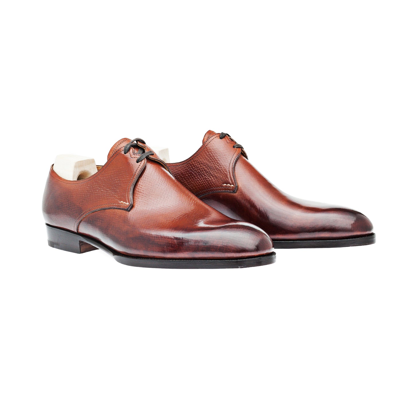 Two eyelet Derby in mid brown Russian calf leather