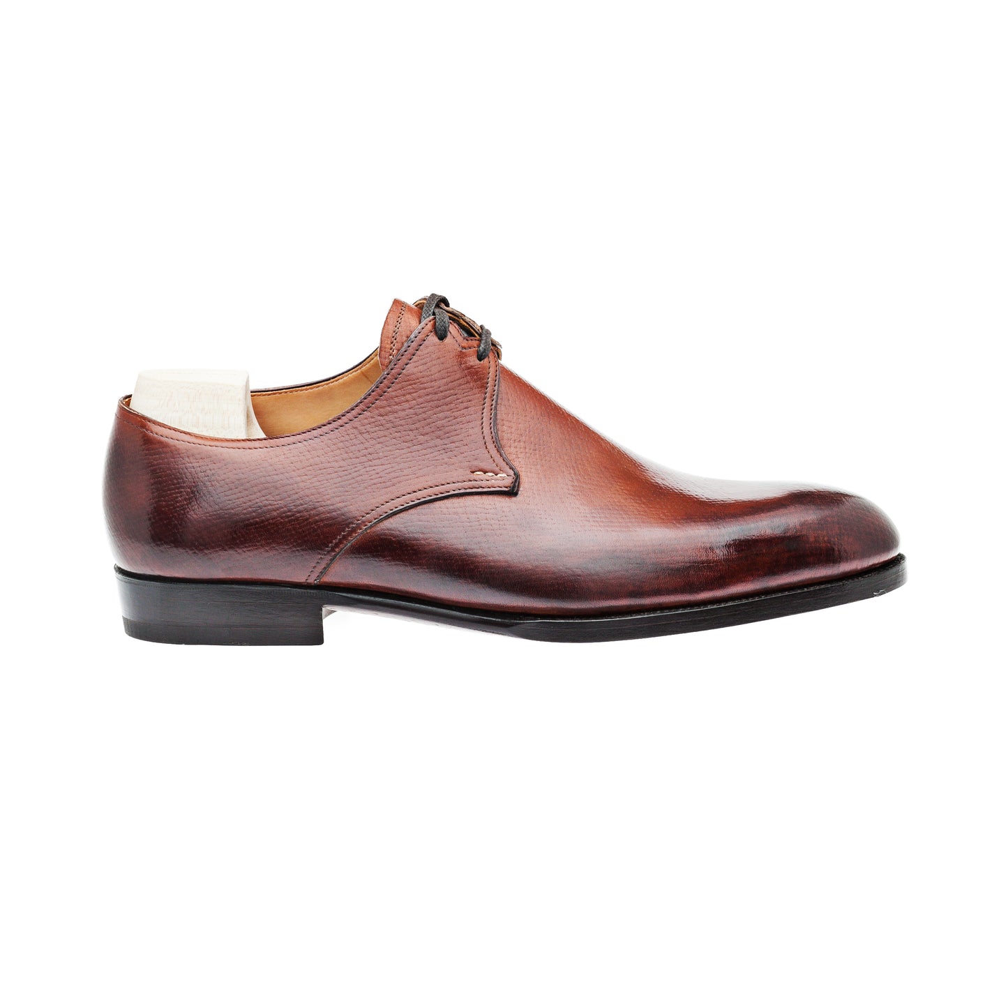 Two eyelet Derby in mid brown Russian calf leather