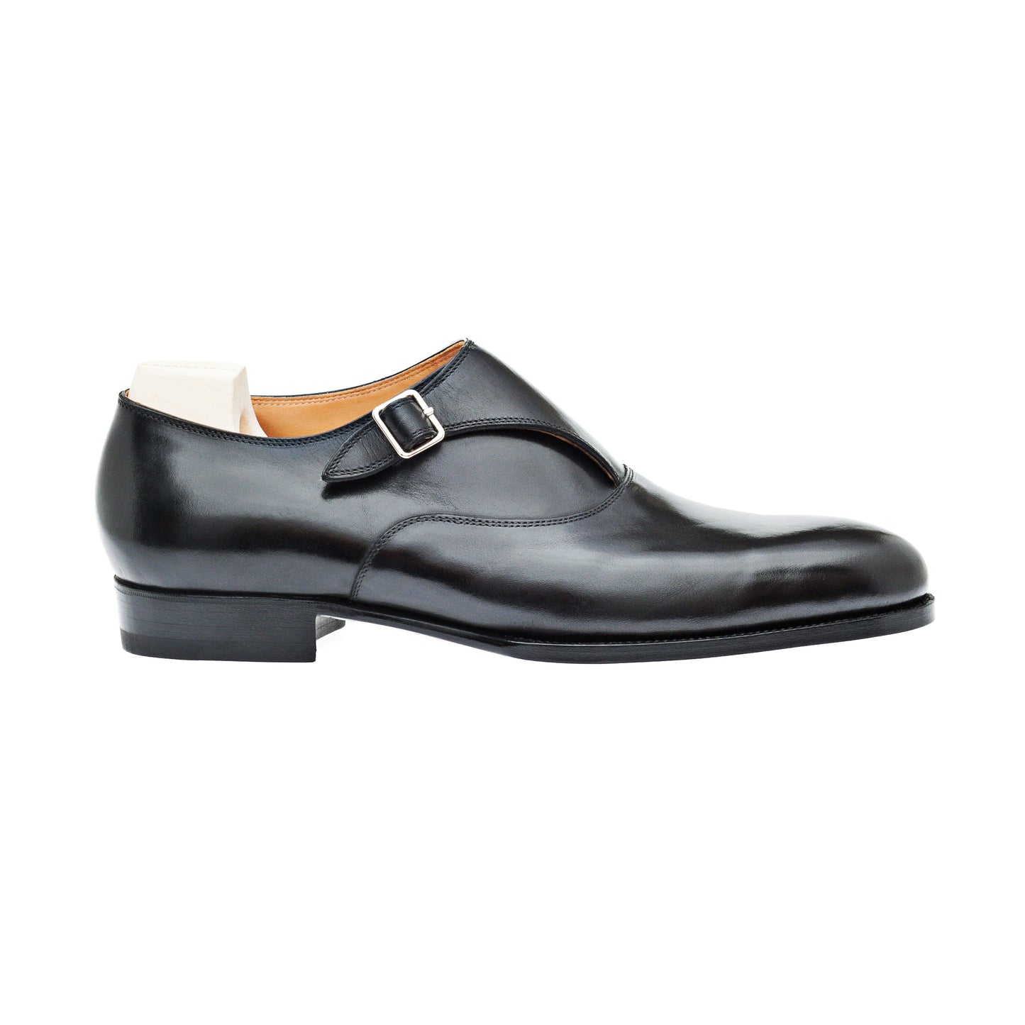 Single buckle monk with topline buckle