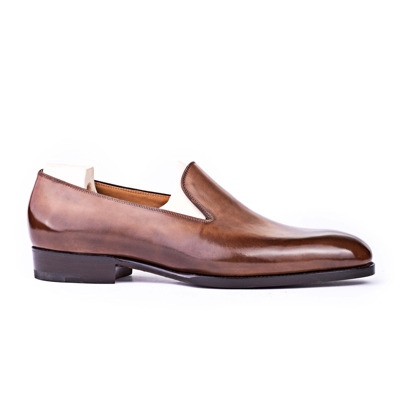 Plain Loafer in mid brown Crust calf leather