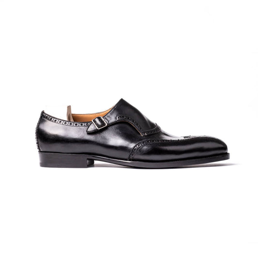 Long wing full brogue single Buckle Monk