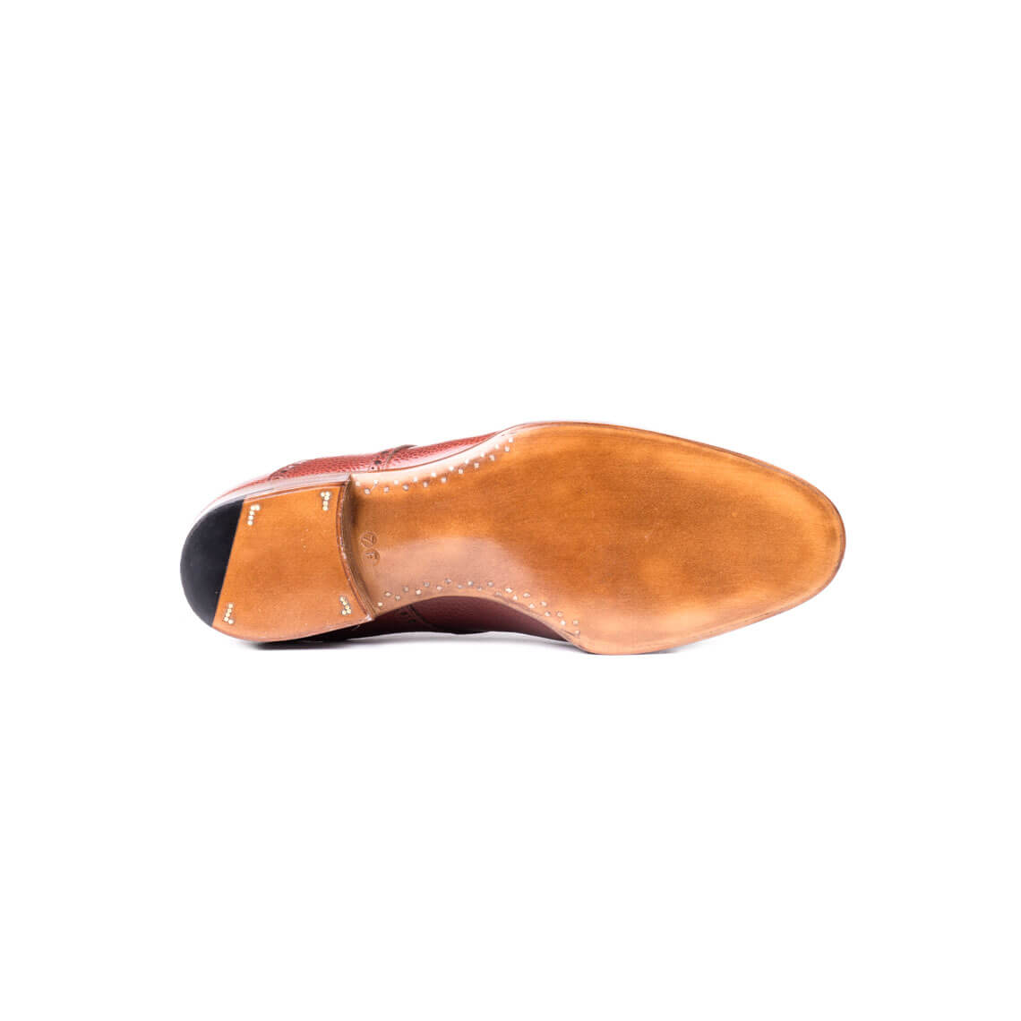 Half brogue Saddle Derby in mid brown Scotch grain leather