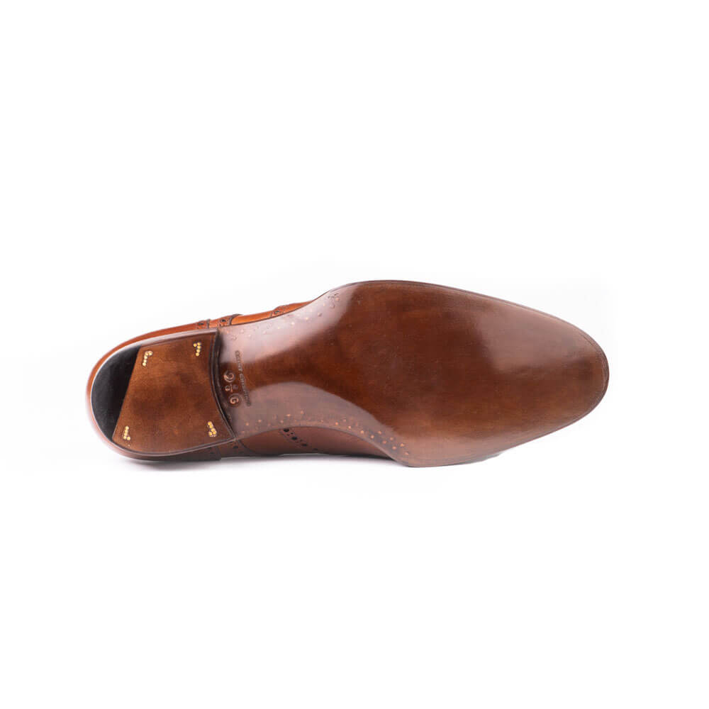 Full Brogue Derby in mid brown Tabaccho Russian calf leather