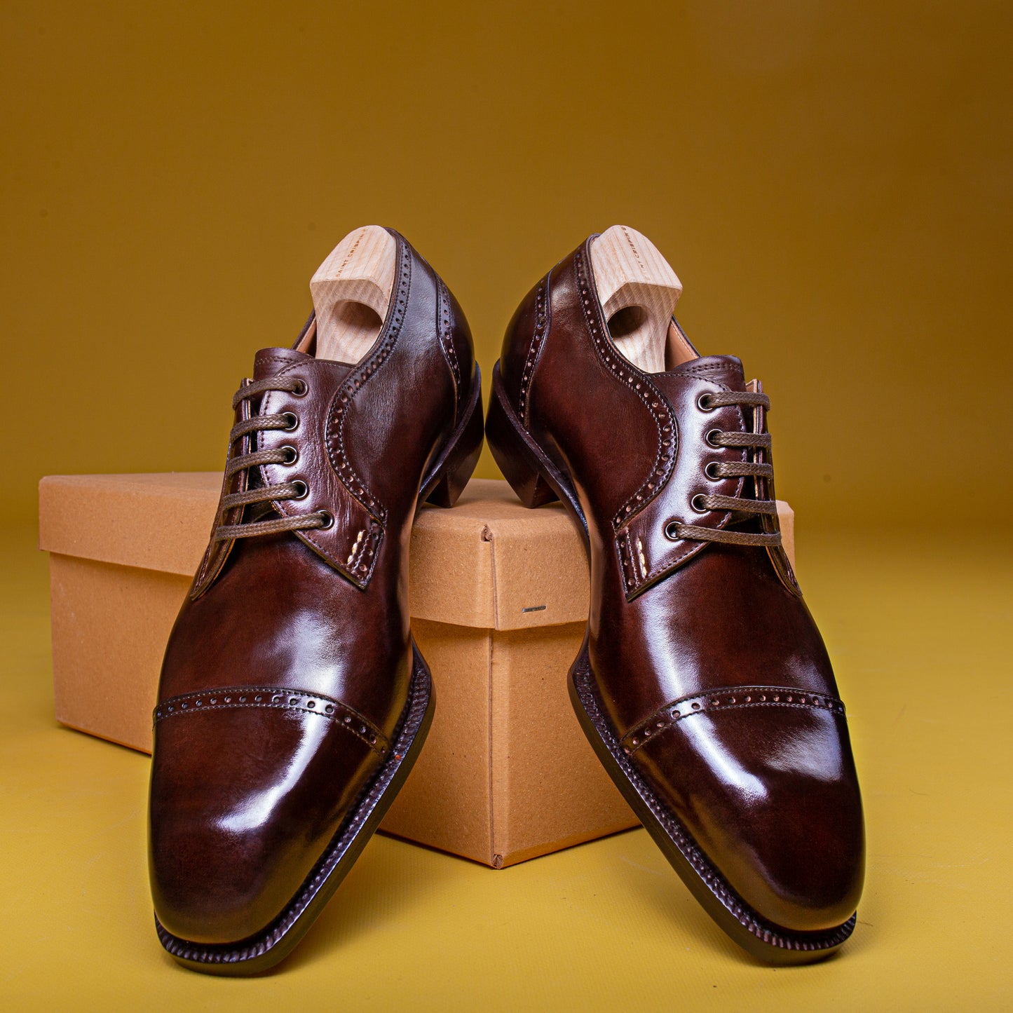 Elegant swan neck Derby with five eyelets