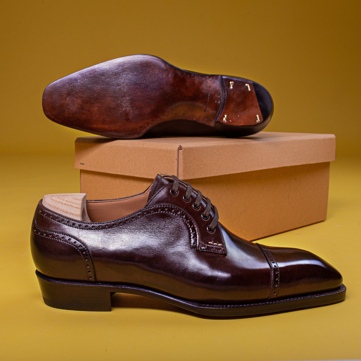 Elegant swan neck Derby with five eyelets