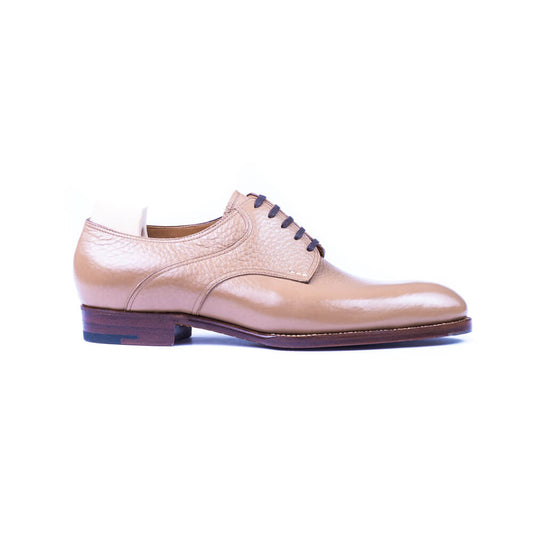 Saddle derby in beige brown shrunken calf with plain tip