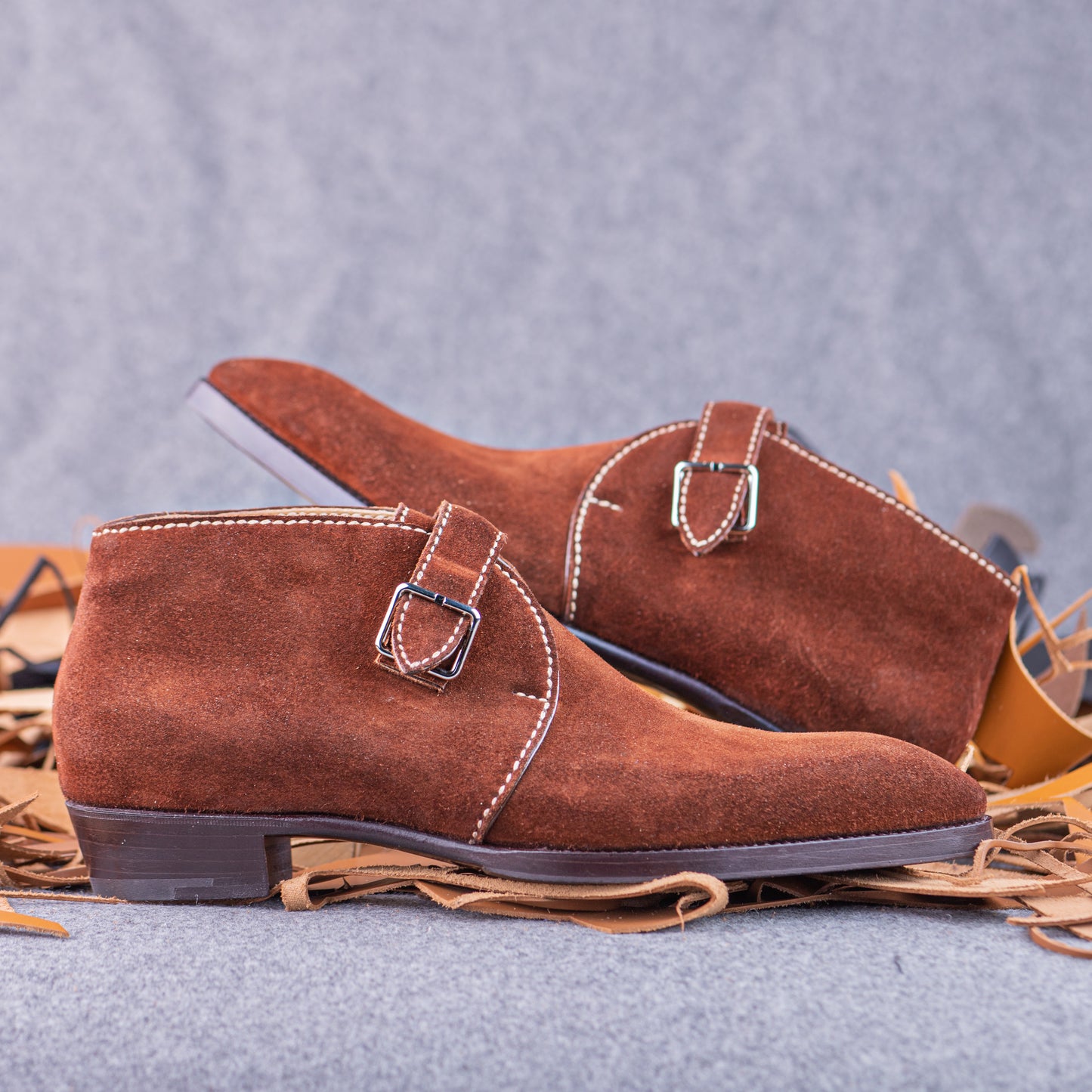 The Gilman - Chukka boots with arrow strap, entirely handsewn