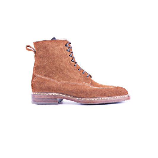 High cut derby boot, Norwegian sewn apron with middle tulip cut on sailor last