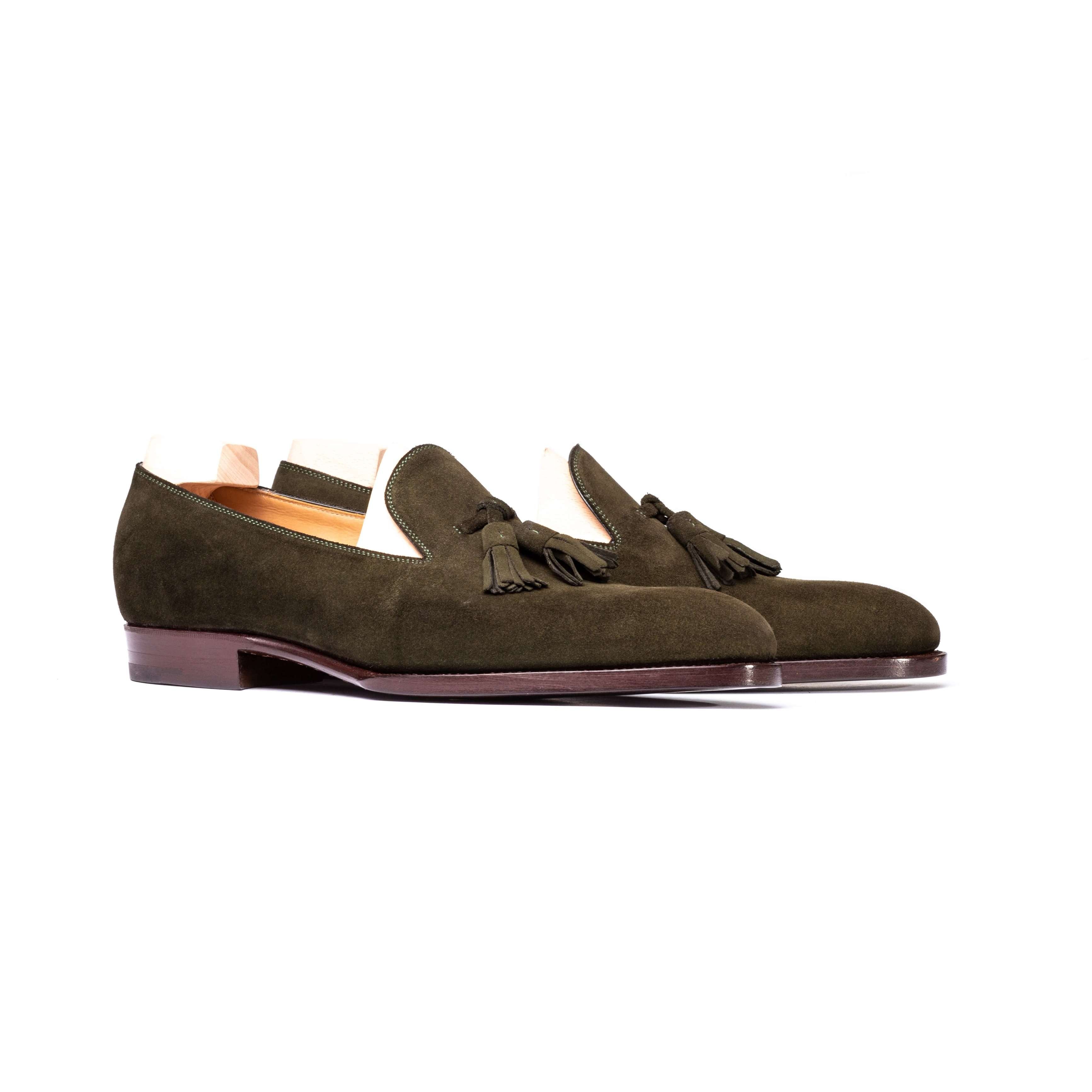 Plain tassel loafers in military green suede leather – Saint Crispin's