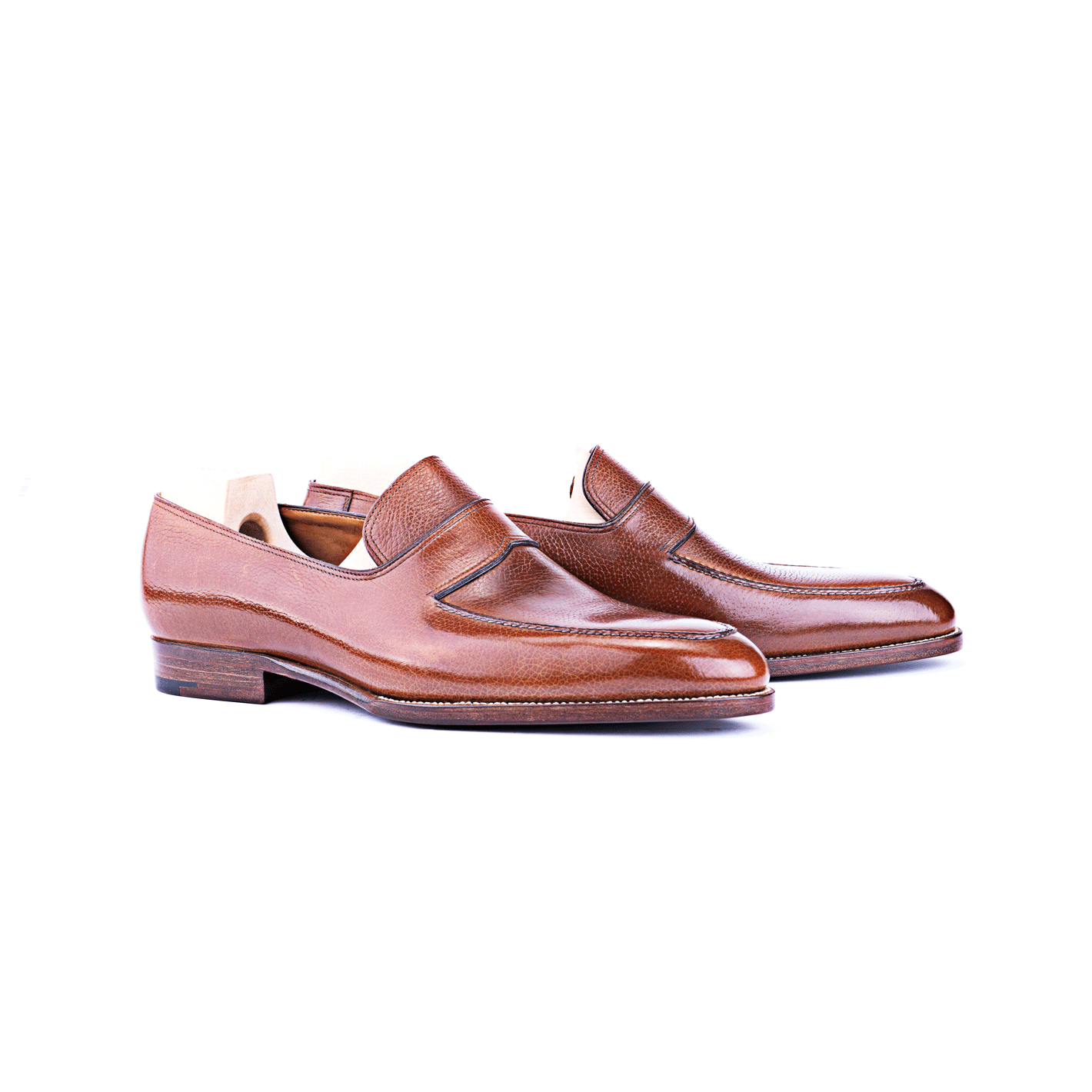 Loafer with hand sewn apron in Cognac Inca calf leather - 8.5 F