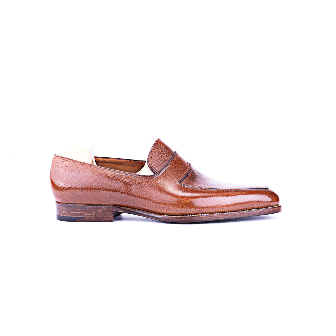 Loafer with hand sewn apron in Cognac Inca calf leather - 8.5 F